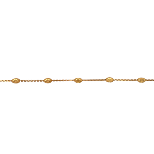 10kt Yellow Gold 1mm Stationary Bead Anklet