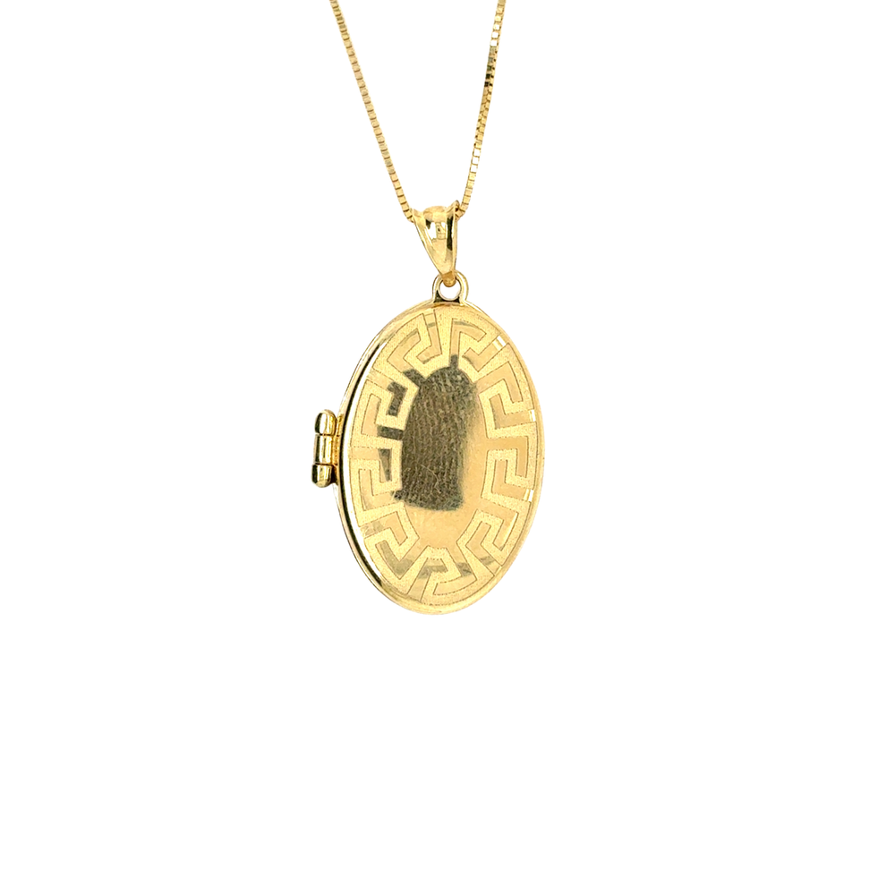 10kt Yellow Gold Greek Key Locket Necklace