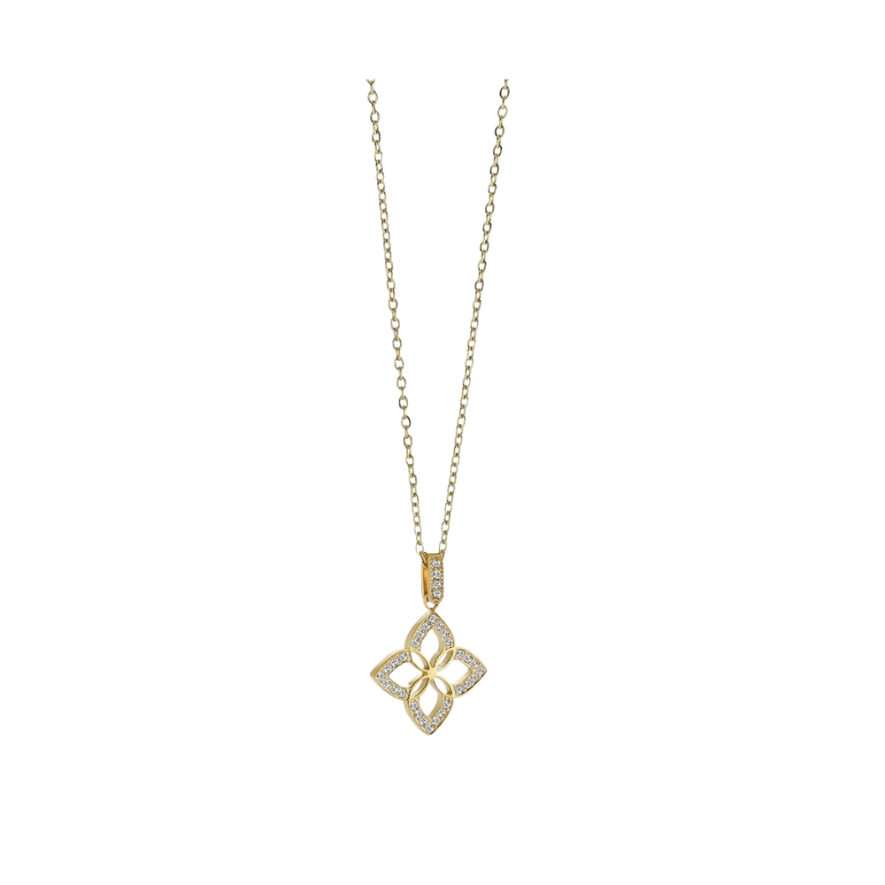 Italgem Stainless Steel Gold Plated CZ Necklace