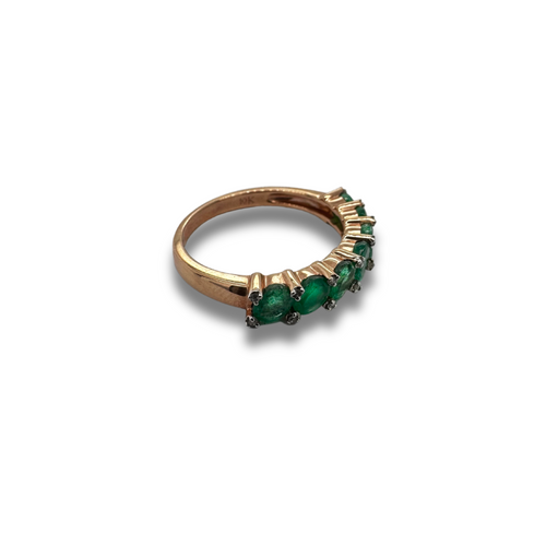 10KR Emerald and Diamond Accent Band
