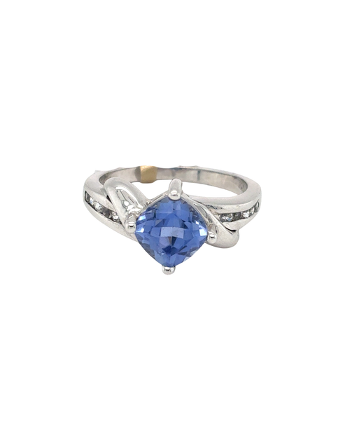 10kt White Gold Synthetic Sapphire Fancy Ring