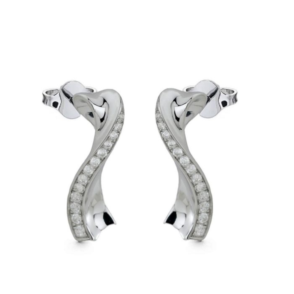 Sterling Silver .16TW Lab Grown Round Brilliant Fancy Stud Earrings