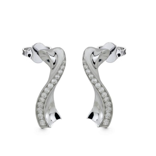 Sterling Silver .16TW Lab Grown Round Brilliant Fancy Stud Earrings