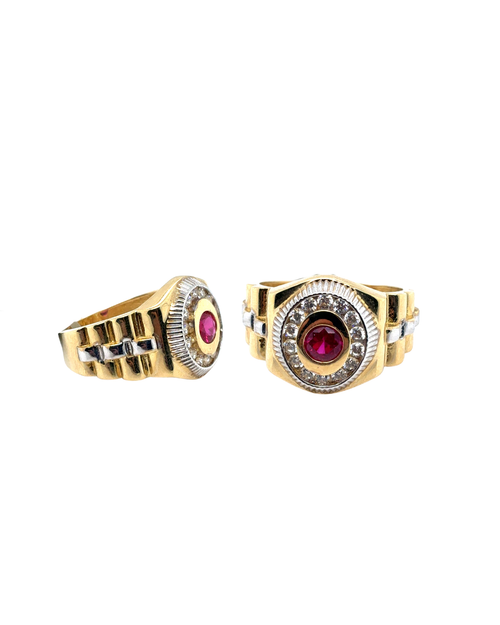 10kt Yellow Gold Fancy Red CZ Ring