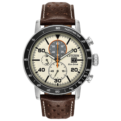 Citizen Brycen Brown Leather Strap Eco Drive Watch CA0649-06X