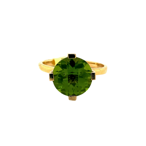 14kt Yellow Gold Round Cut Peridot Ring