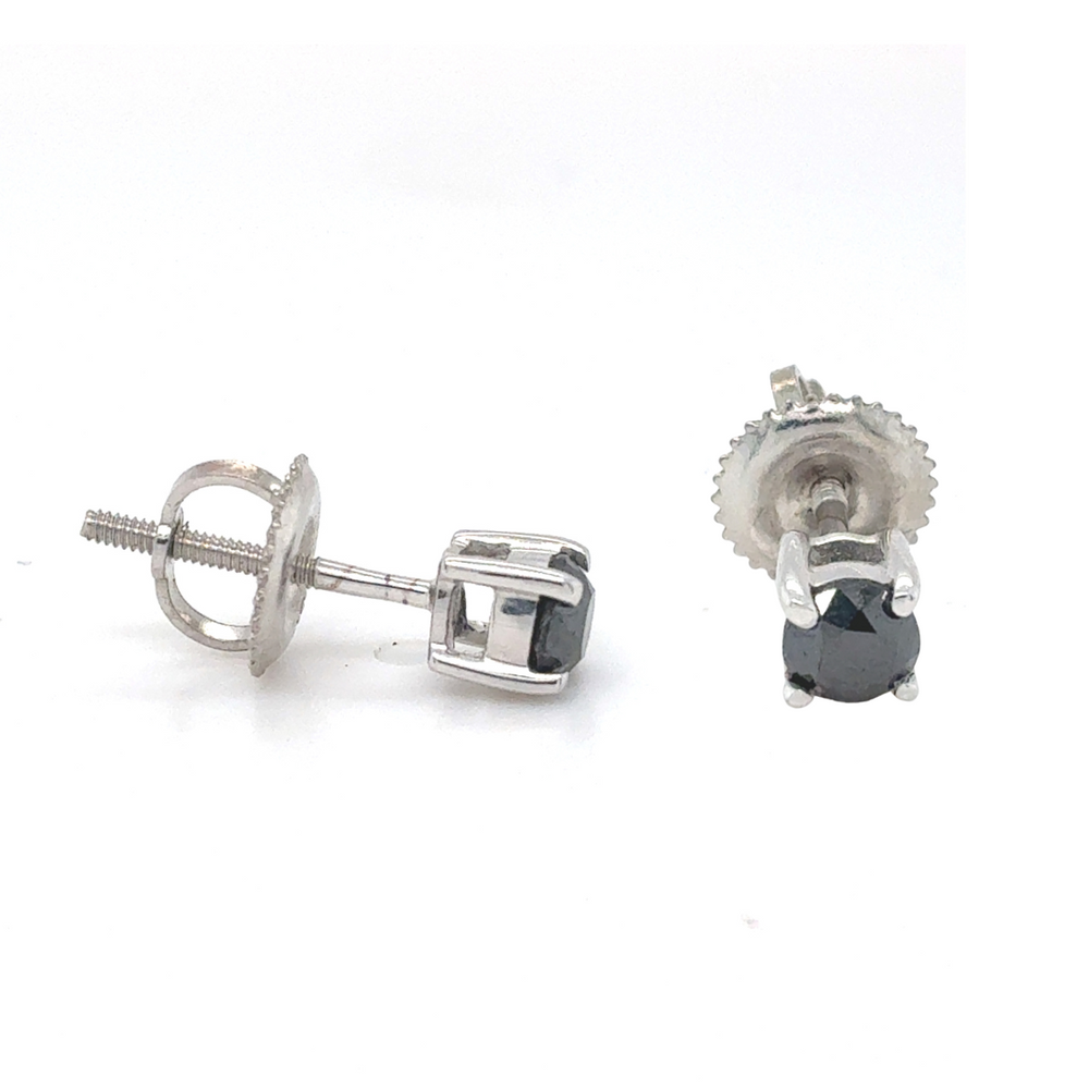 10kt White Gold .50ct Black Diamond Stud Earring
