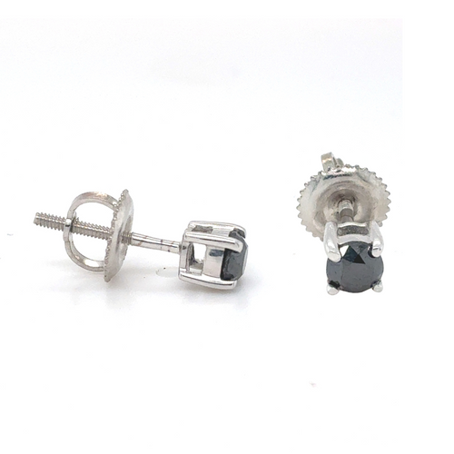 10kt White Gold .50ct Black Diamond Stud Earring