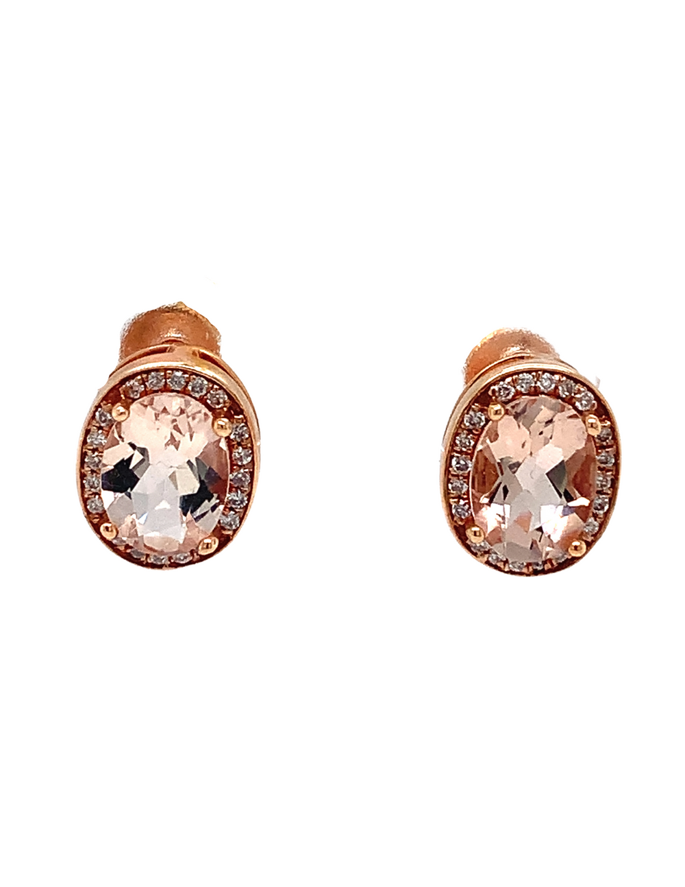 14kt Rose Gold Morganite Diamond Earrings