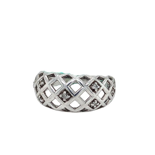 Sterling Silver Fancy Ring with Diamond
