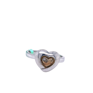 Sterling Silver Heart Ring with Diamond