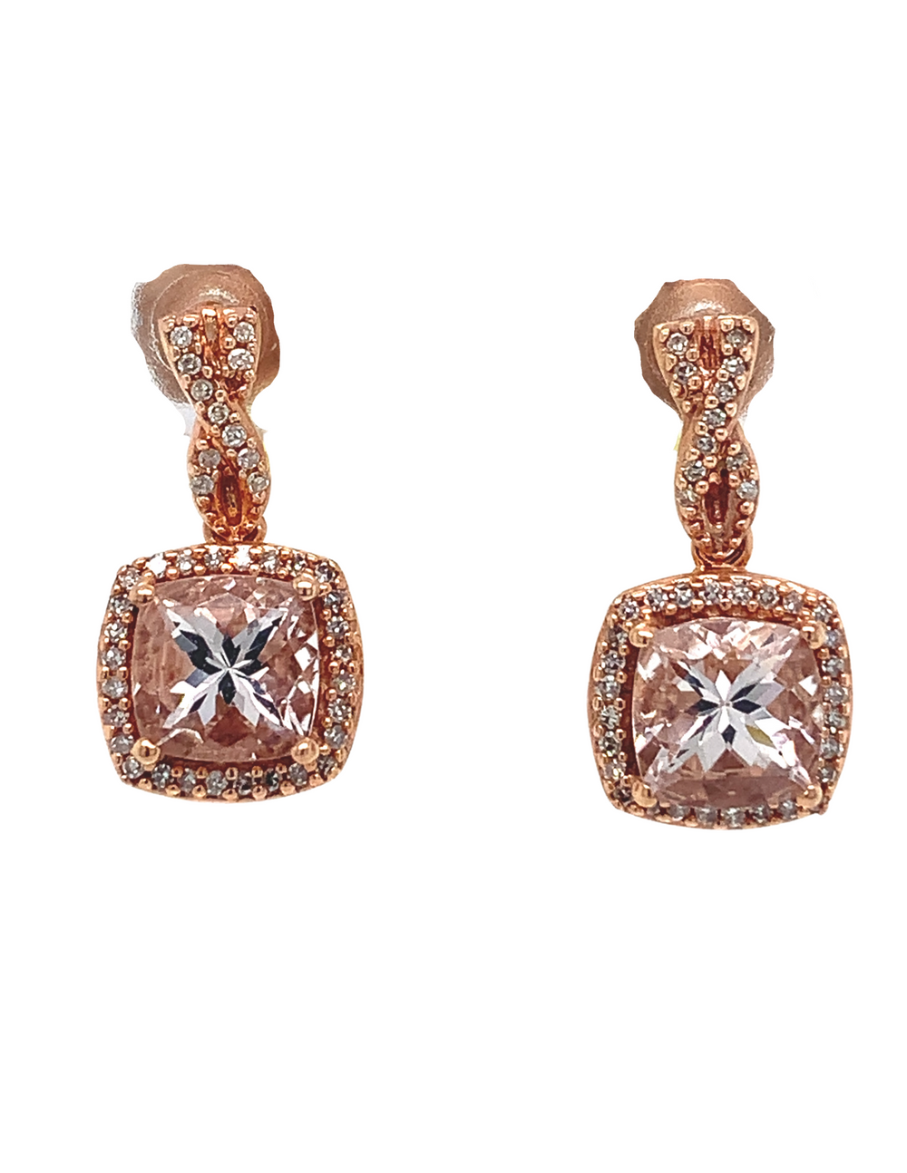 10kt Rose Gold Morganite Diamond Earrings