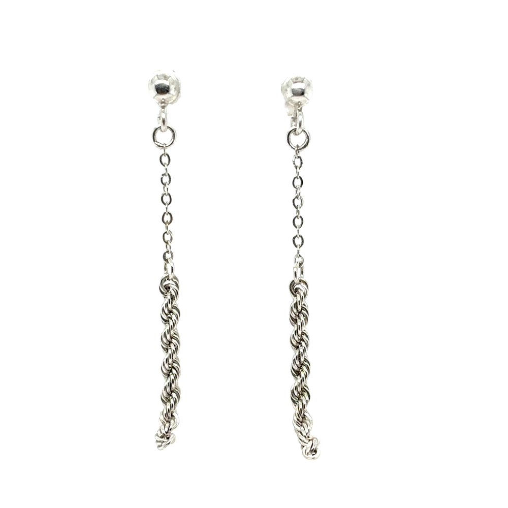 10kt White Gold Rope Earrings