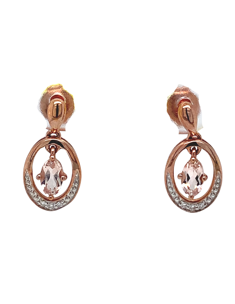 10kt Rose Gold Morganite Diamond Earrings