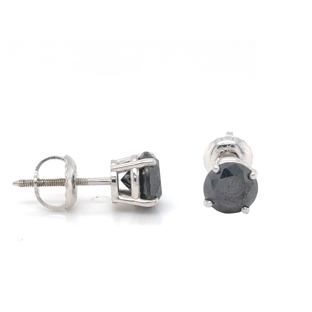14kt White Gold 1.66ct Black Diamond Stud Earring