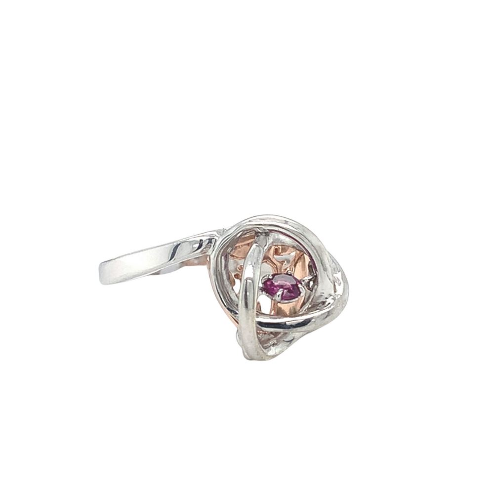 Sterling Silver Ring with 10kt Rose Gold and Amethyst