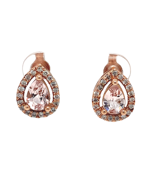 14kt Rose Gold Morganite Diamond Earrings
