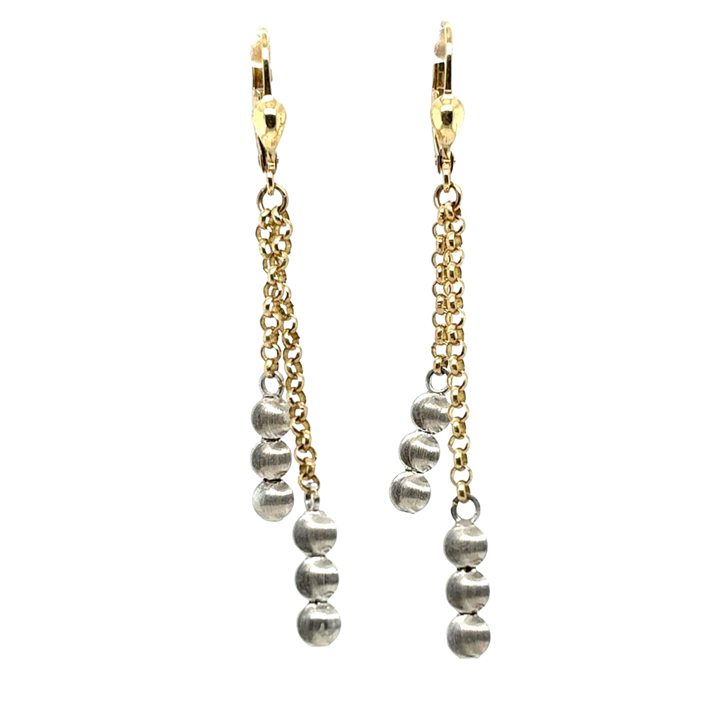 10kt Two-tone Gold Drop Fancy Earrings