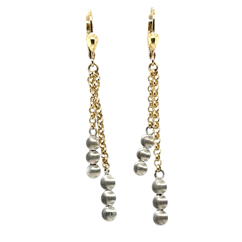 10kt Two-tone Gold Drop Fancy Earrings