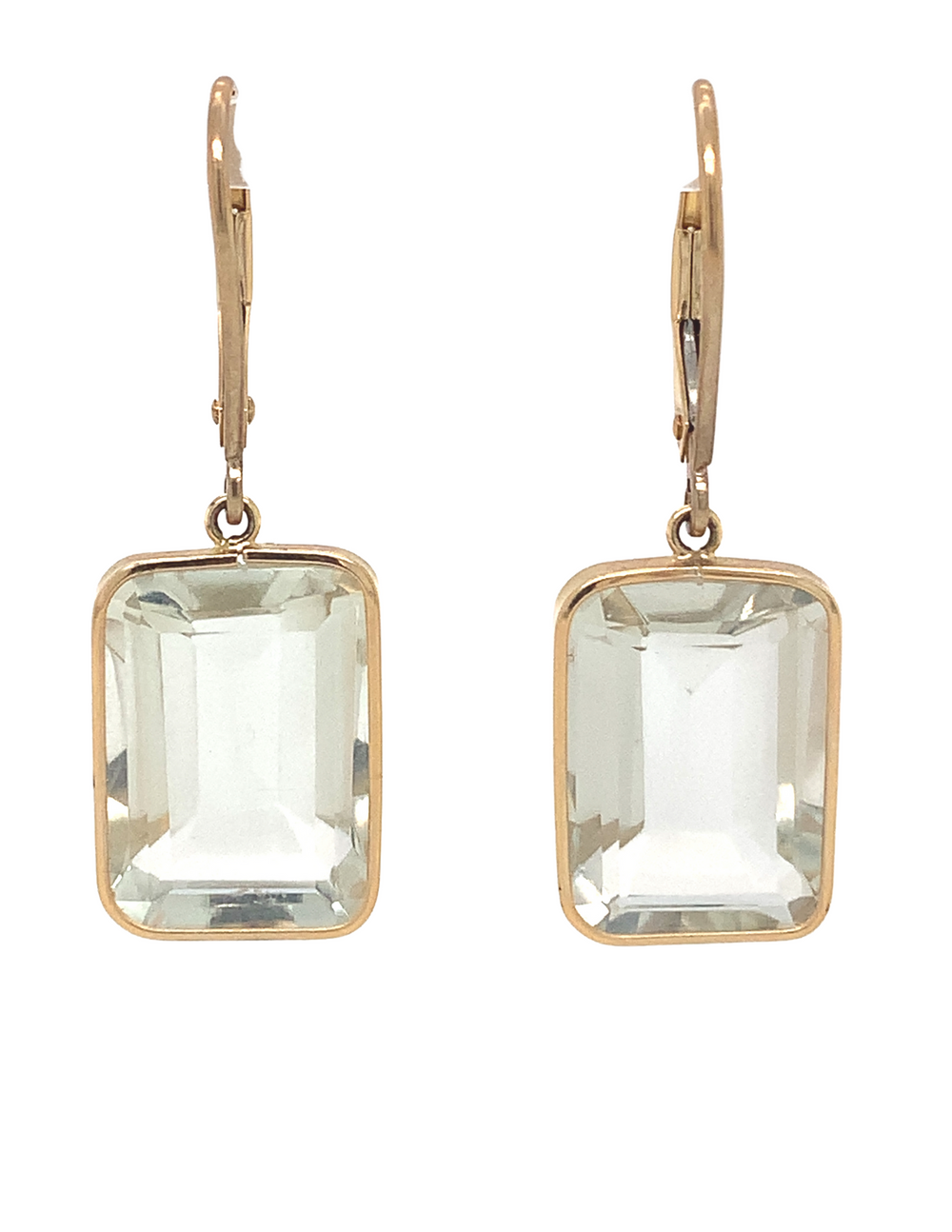 14kt Yellow Gold Green Amethyst Earrings