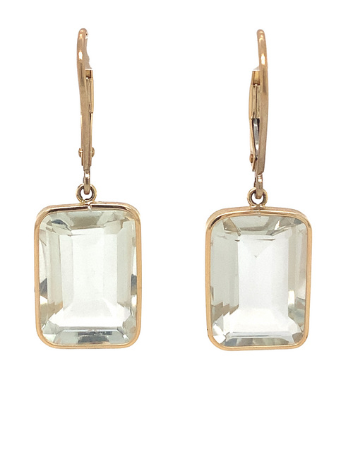 14kt Yellow Gold Green Amethyst Earrings