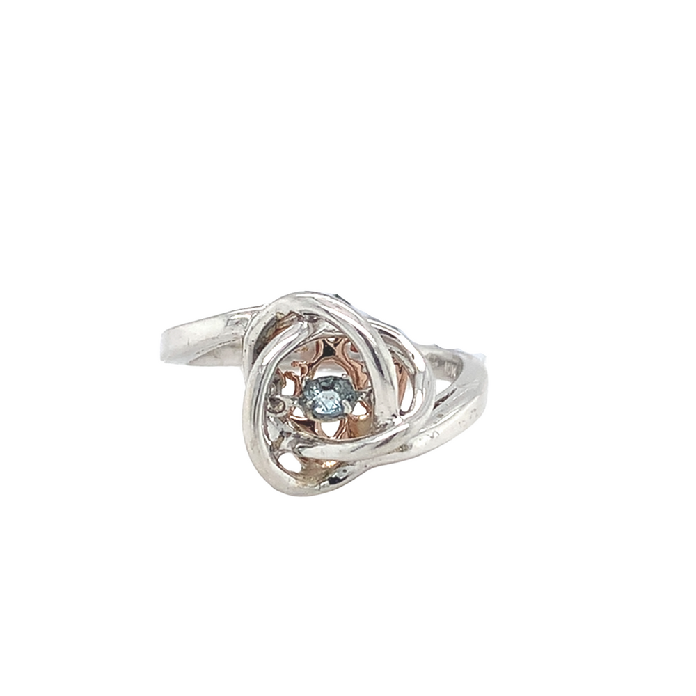Sterling Silver Ring with 10kt Rose Gold and Aquamarine