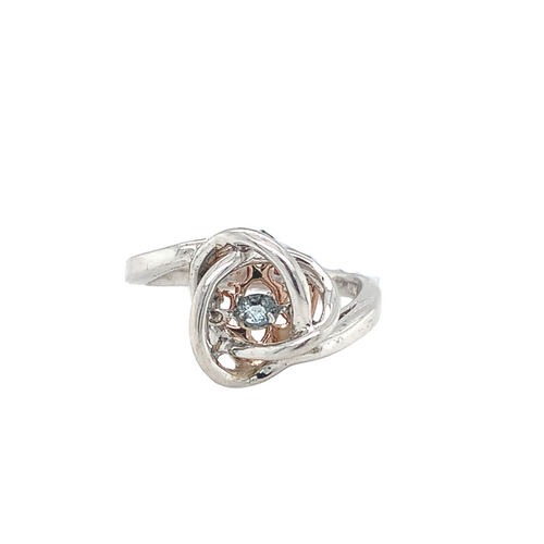Sterling Silver Ring with 10kt Rose Gold and Aquamarine
