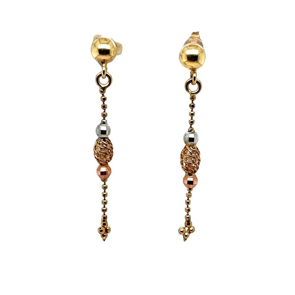 10kt Tri Gold Drop Fancy Earrings