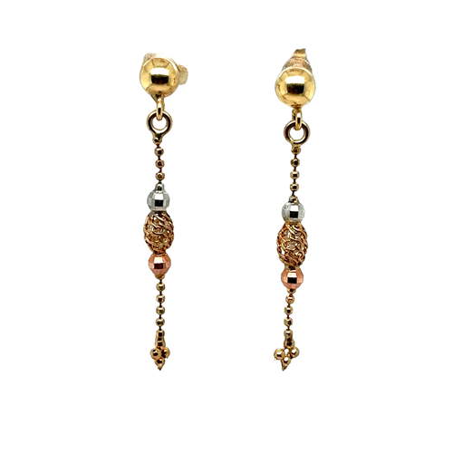 10kt Tri Gold Drop Fancy Earrings