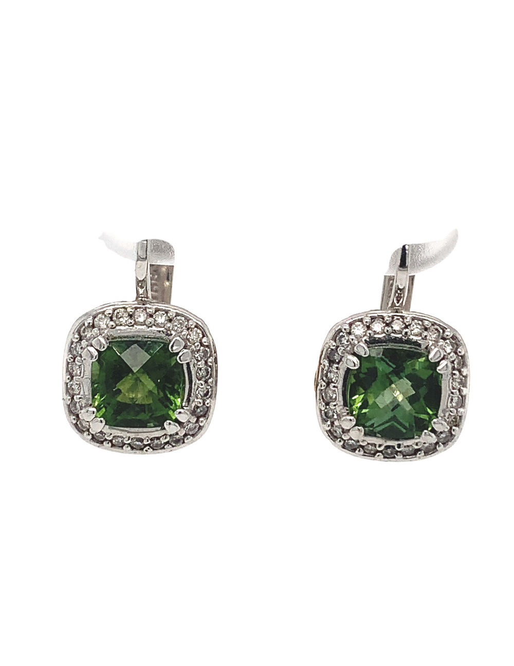 14/18Kt White Gold Tourmaline and Diamond Earrings