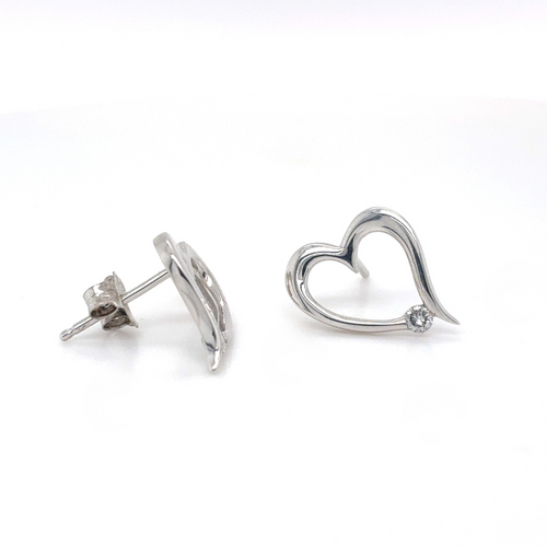 10kt White Gold .07ct Diamond Heart Stud Earring