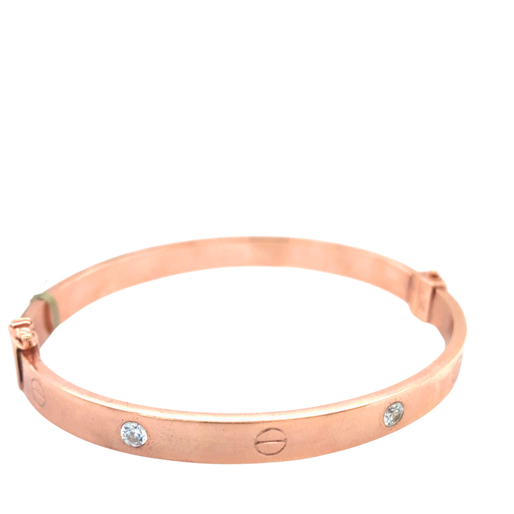 10kt Cubic Zirconia Rose Gold Oval Bangle