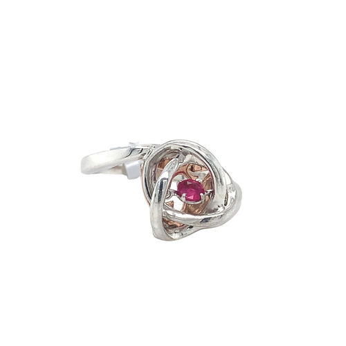 Sterling Silver Ring with 10kt Rose Gold and Ruby