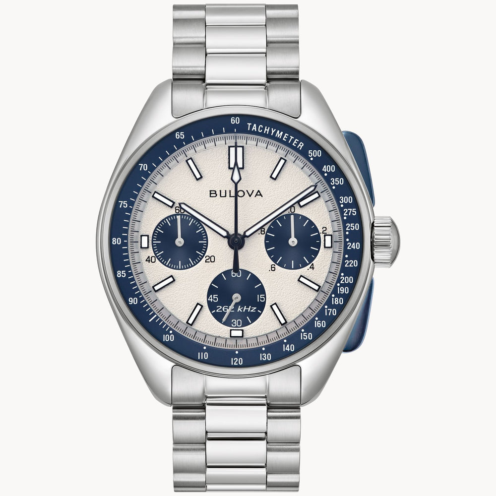 Bulova Lunar Pilot Silver Tone Dial Stainless Steel Watch 98K112