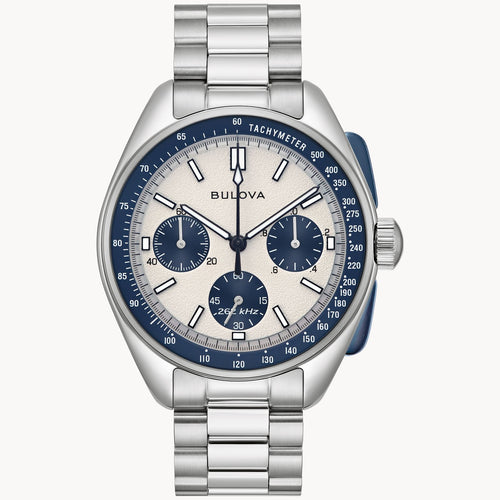 Bulova Lunar Pilot Silver Tone Dial Stainless Steel Watch 98K112