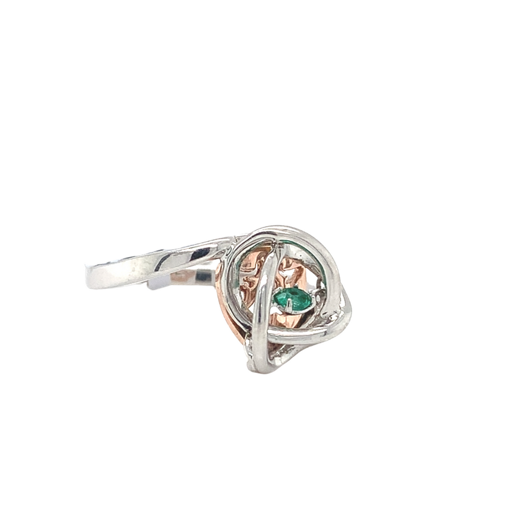 Sterling Silver Ring with 10kt Rose Gold and Emerald