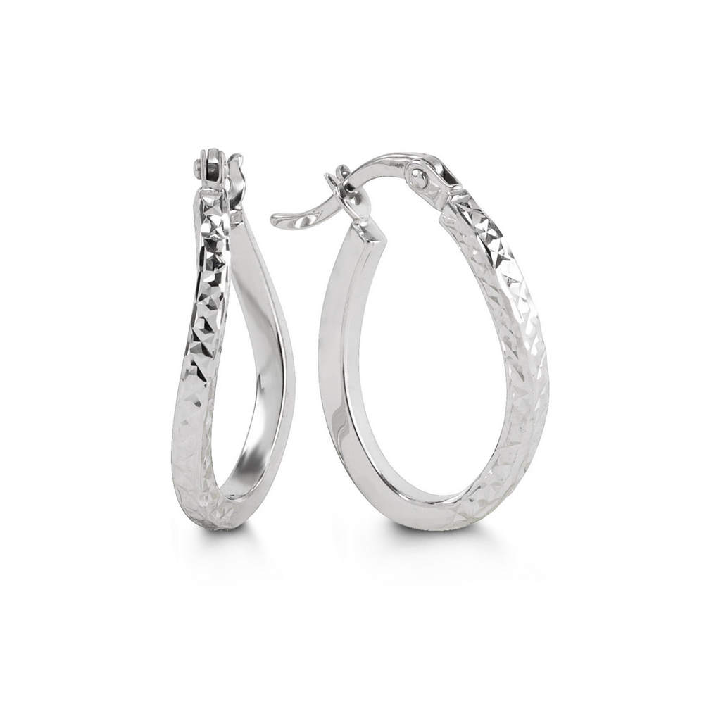 10kt White Gold Half Twist Hoop Earrings
