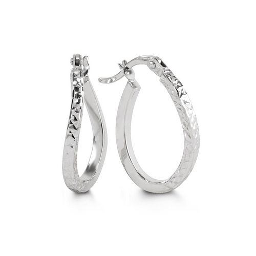 10kt White Gold Half Twist Hoop Earrings