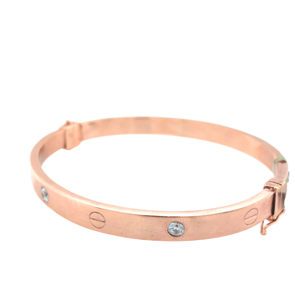 10kt Cubic Zirconia Rose Gold Oval Bangle