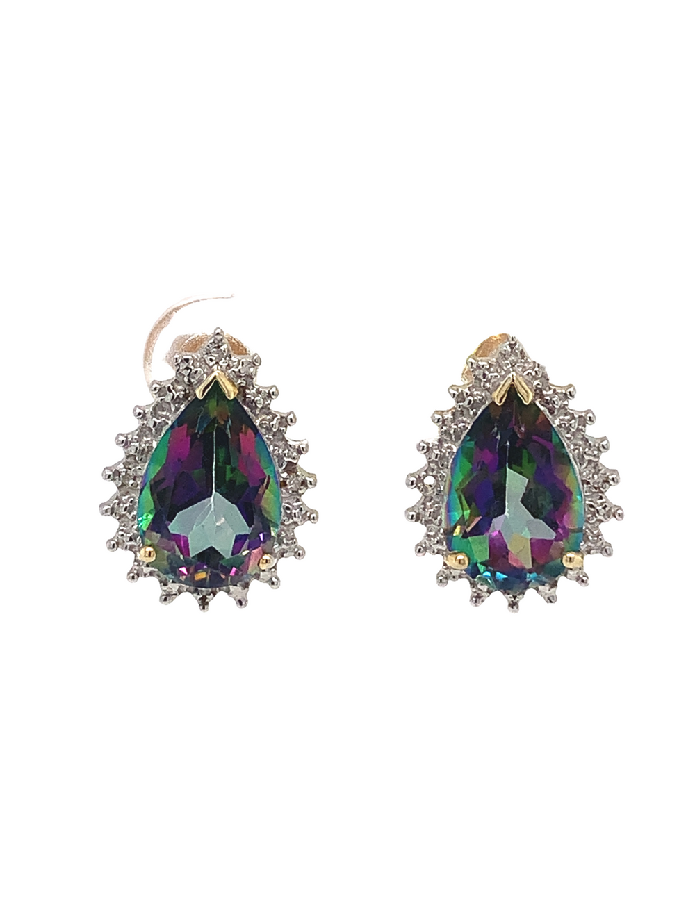 10kt White Gold Mystic Topaz Diamond Earrings