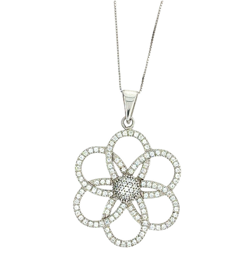 10kt White Gold CZ Fancy Necklace