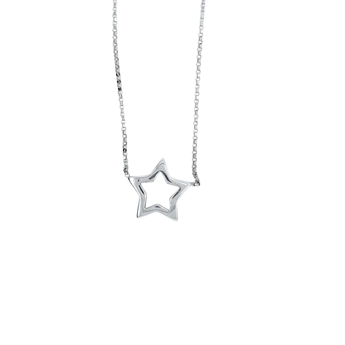 10kt White Gold Star Necklace