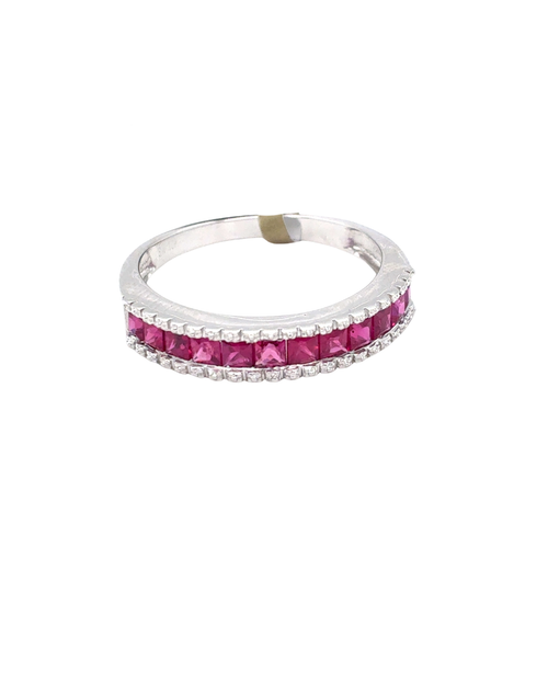 10kt White Gold Synthetic Ruby Fancy Ring