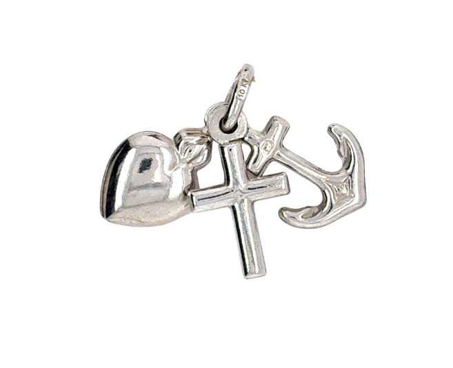 10kt White Gold Faith Hope Charity Charm