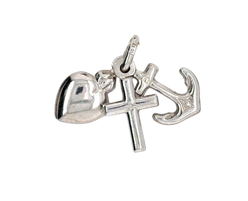 10kt White Gold Faith Hope Charity Charm