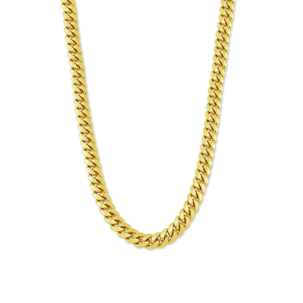 Sterling Silver Gold Plated 7.7mm Miami Cuban Chain 24"