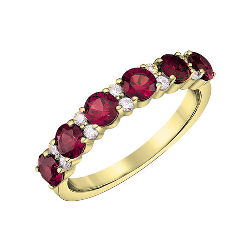 10k Yellow Gold Lab Grown Ruby and Diamond Band