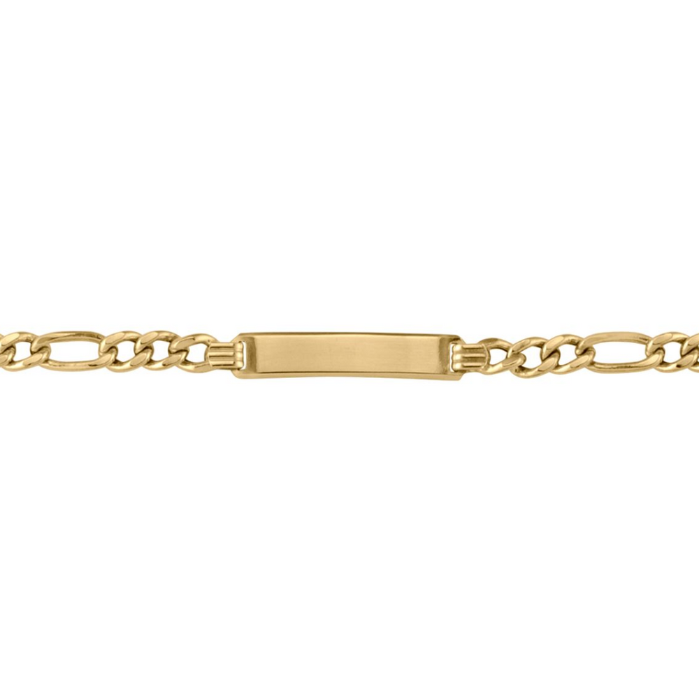 10kt Yellow Gold 7" 2mm Figaro ID Plate Bracelet