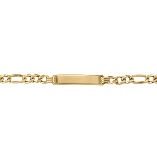 10kt Yellow Gold 7" 2mm Figaro ID Plate Bracelet