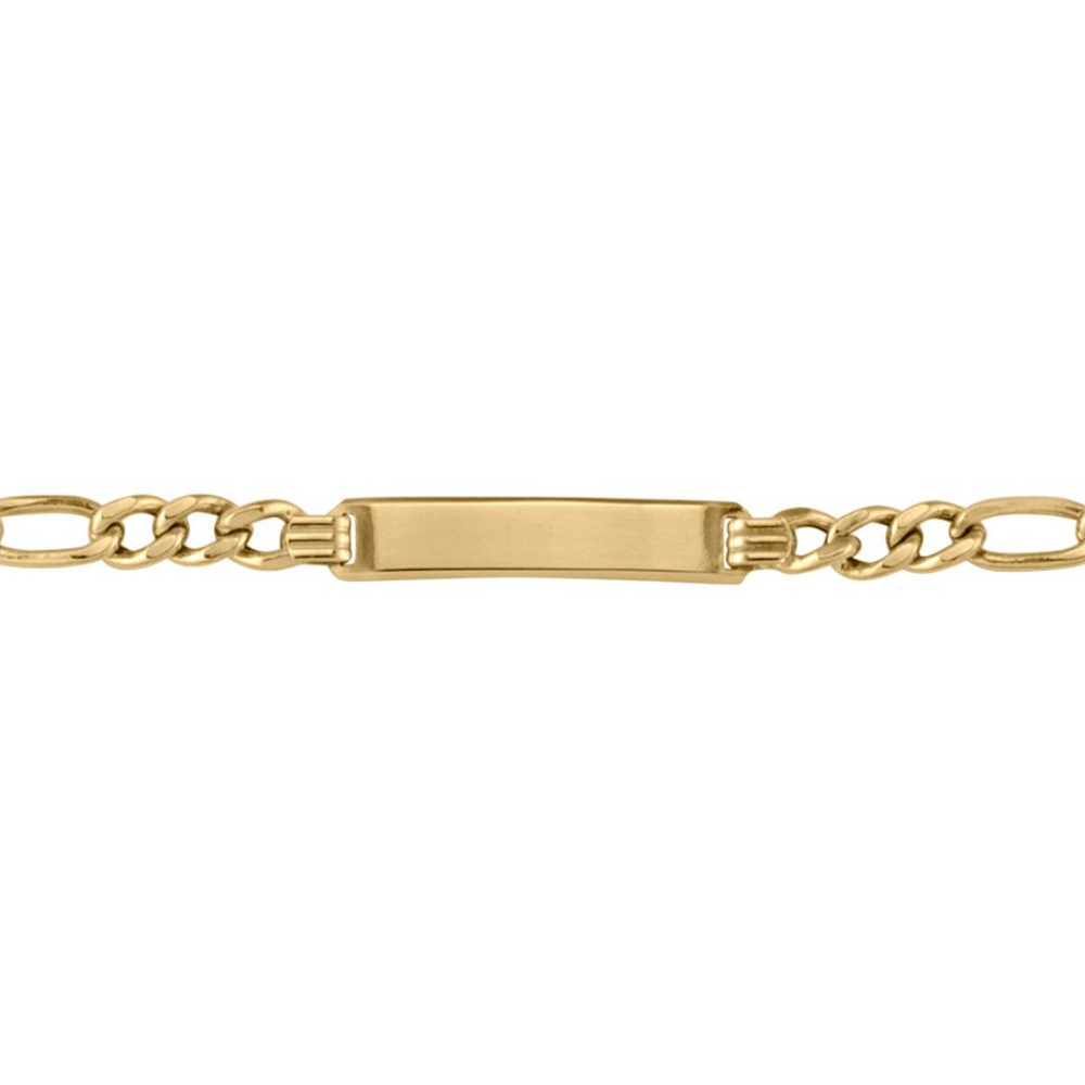10kt Yellow Gold 7.5" 4mm Figaro ID Plate Bracelet